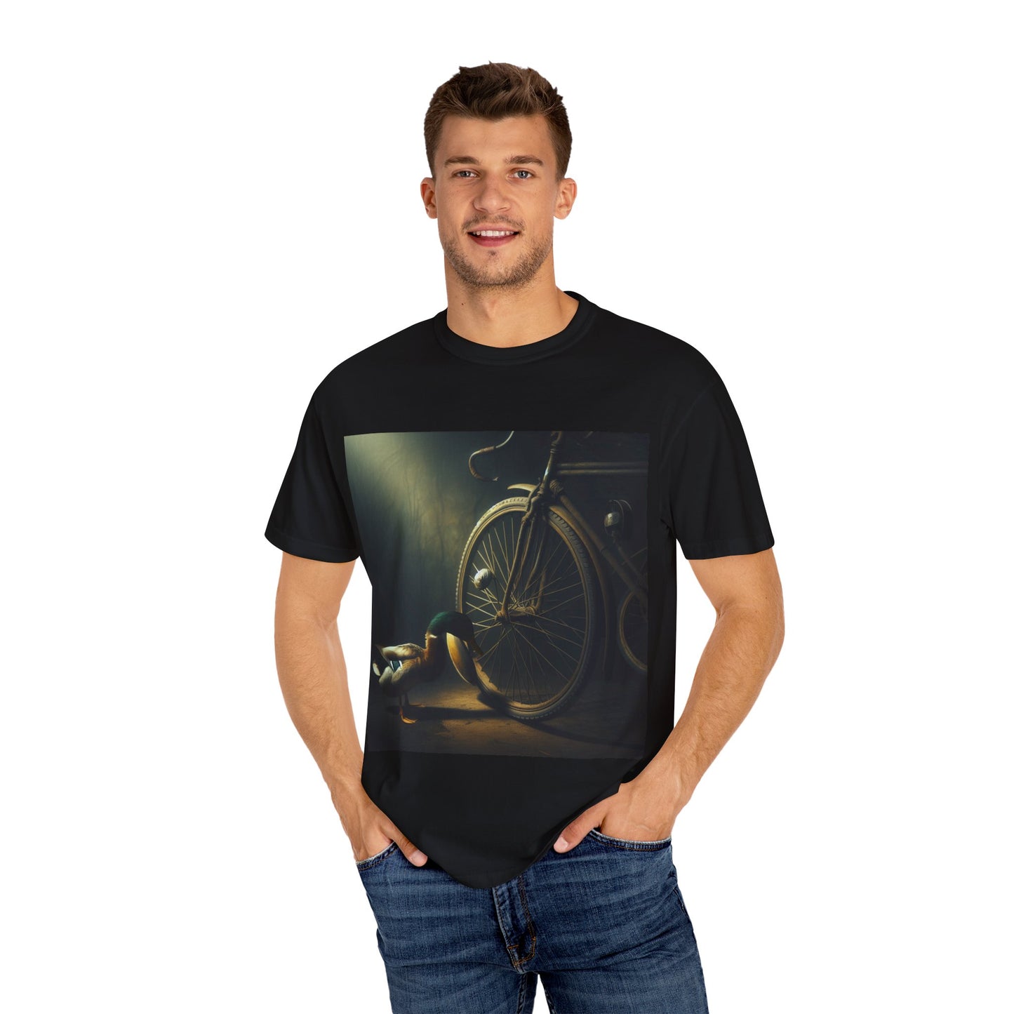 Artistic Unisex Garment-Dyed T-Shirt - Vintage Bicycle Design
