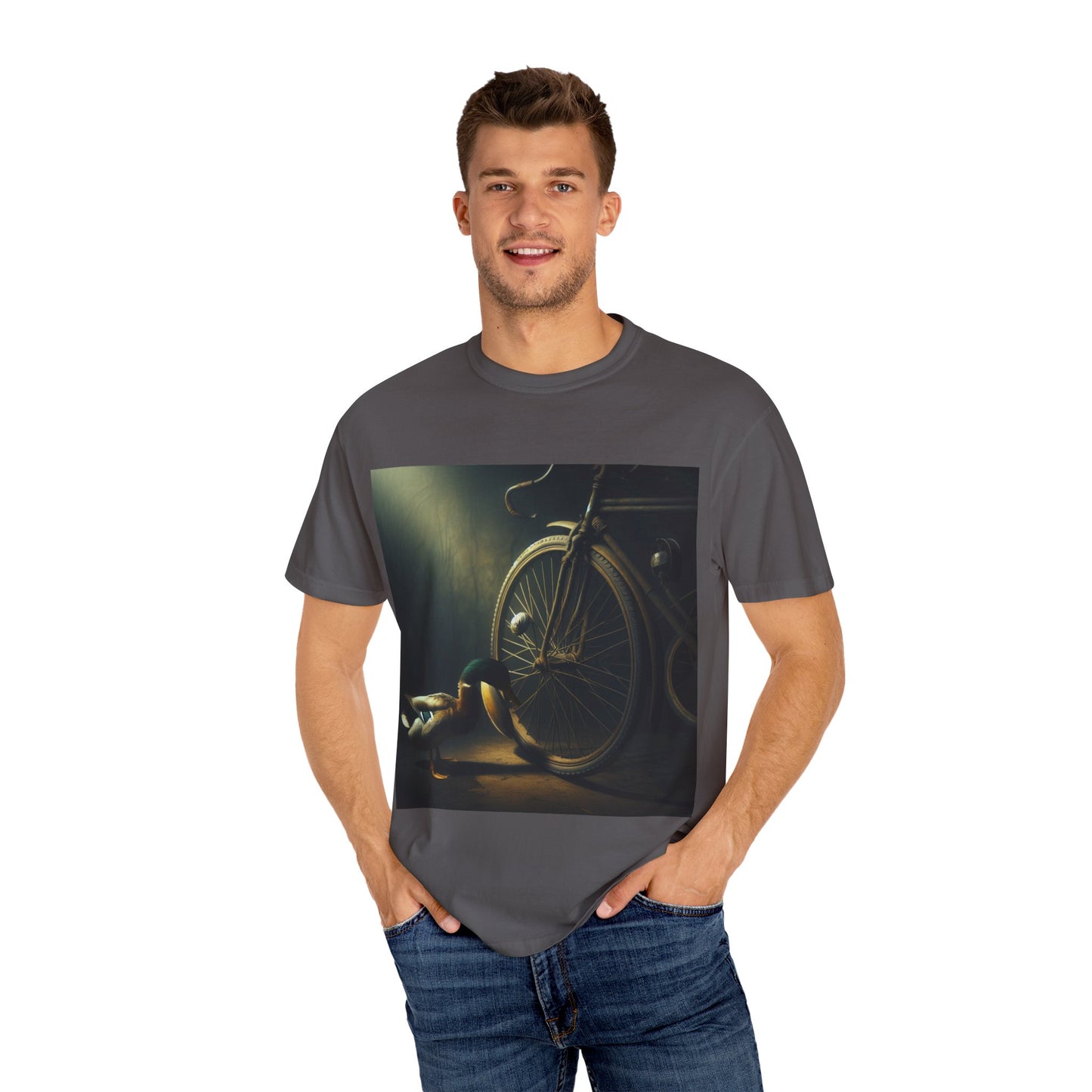 Artistic Unisex Garment-Dyed T-Shirt - Vintage Bicycle Design