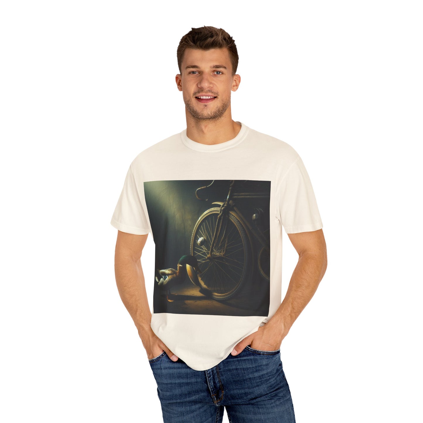 Artistic Unisex Garment-Dyed T-Shirt - Vintage Bicycle Design