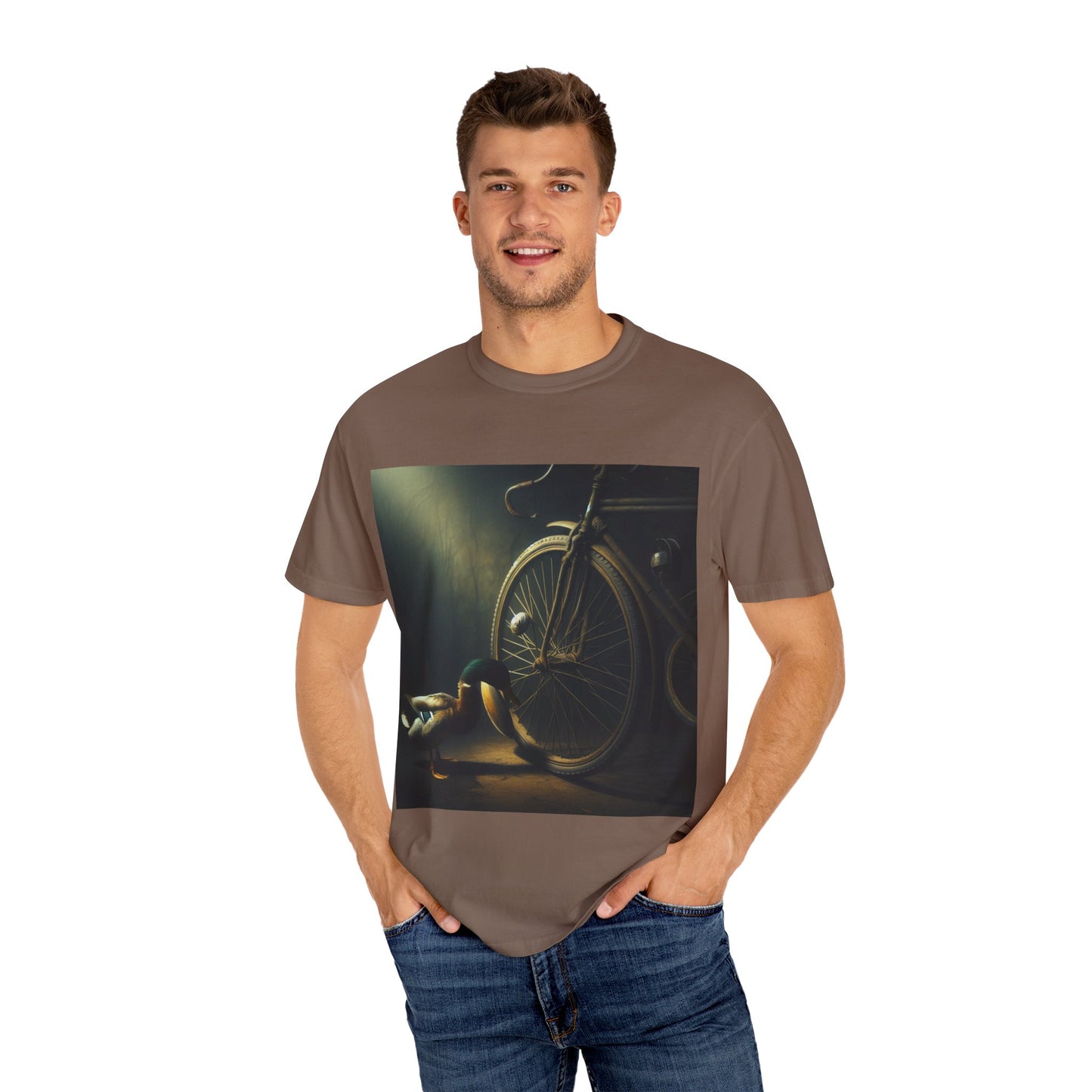 Artistic Unisex Garment-Dyed T-Shirt - Vintage Bicycle Design